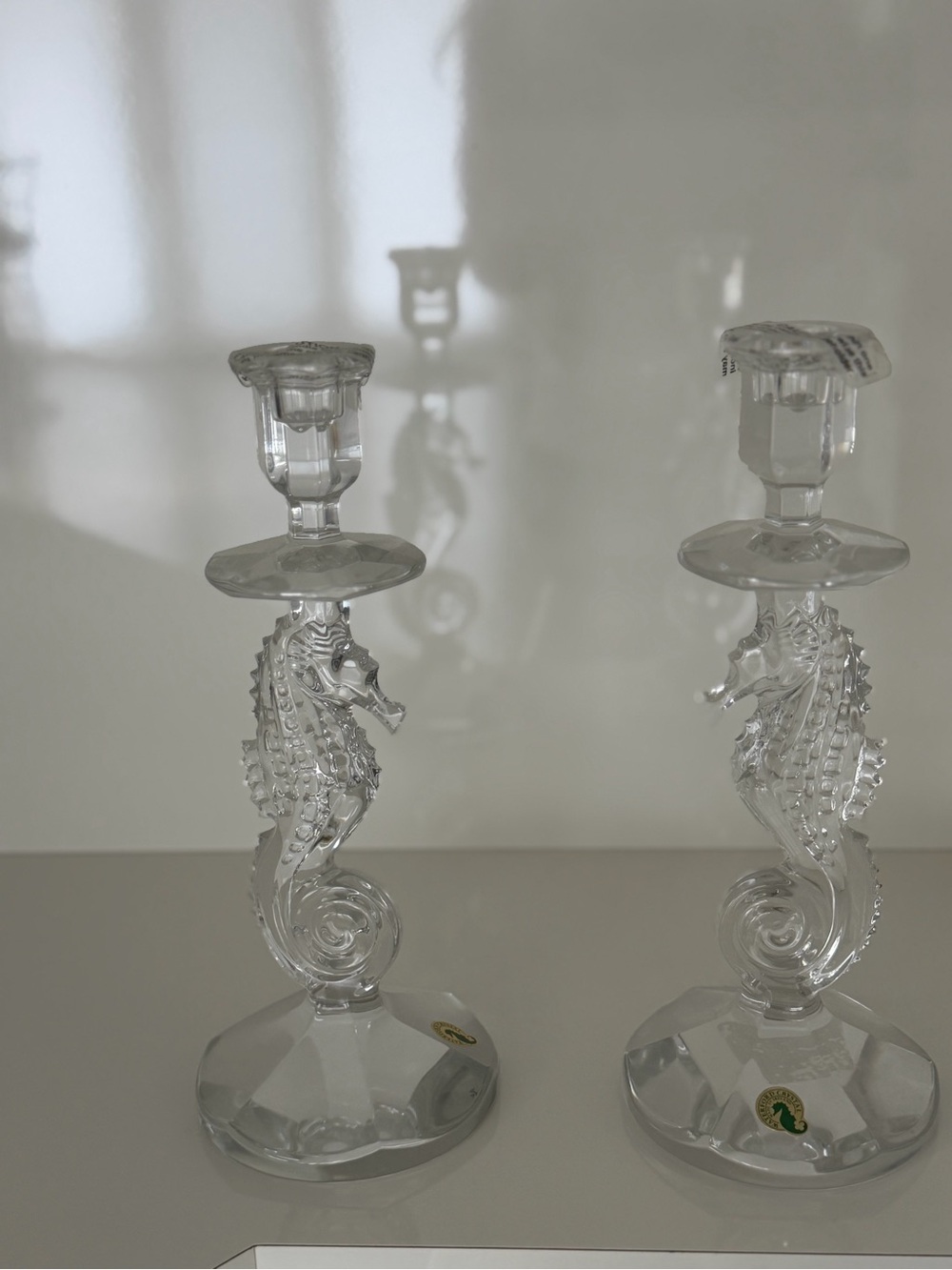 New Waterford Crystal Seahorse Candle Holders - Pair - Picture 2 of 2